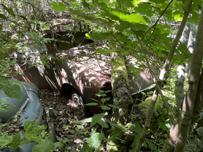 Övergivna Skoda-S100 saneras och återvinns av bilskrot i Uddevalla